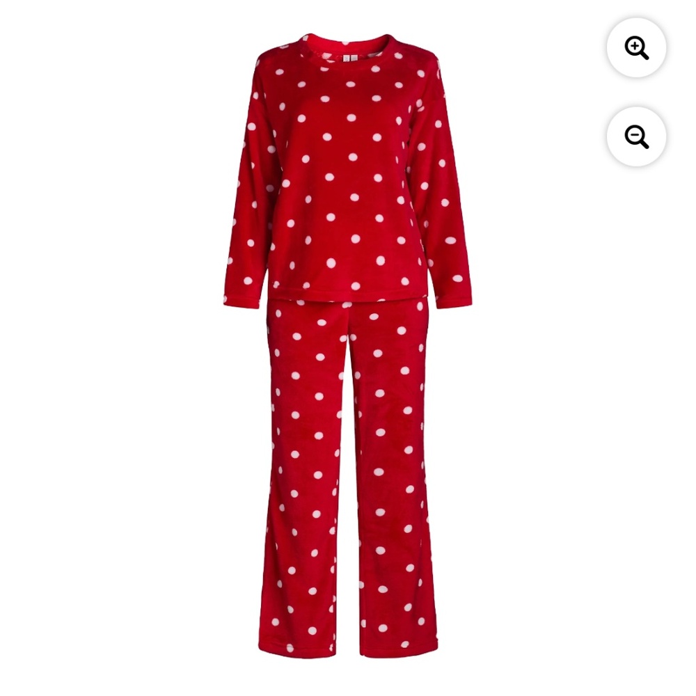 Joyspun Women’s 2 PC Milky Fleece Red Dotted Pajama Set Size 3X NWT - Picture 4 of 6